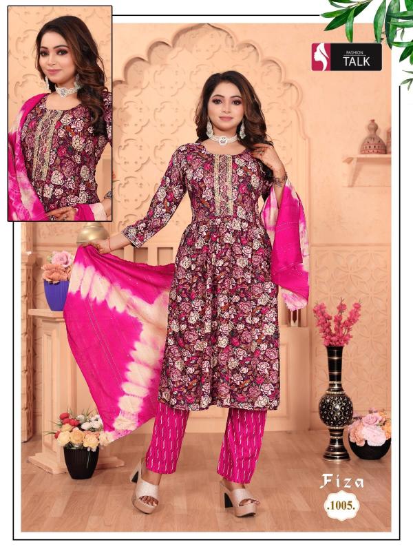 Fashion Talk Fiza Vol 201 Printed Rayon Kurti Bottom With Dupatta